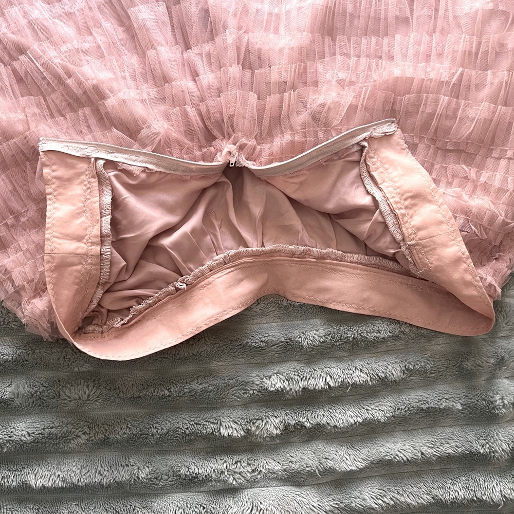 Elegant Pink Beige Layered Skirt SZ M - Picture 8 of 9